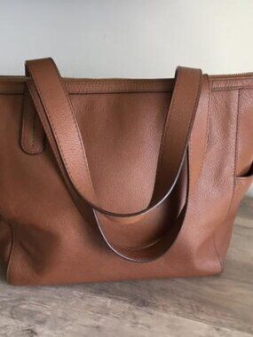 Fossil Brown Leather Tote Bag